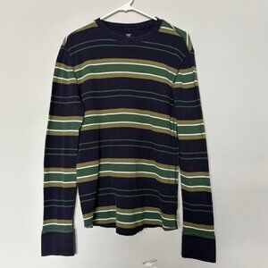 Gap striped thermal waffle knit long sleeve top